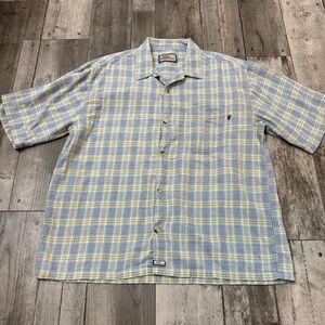 NO FEAR Mens 90s Y2K Vintage Flannel Distressed Blue Plaid Skater NO SIZE TAG